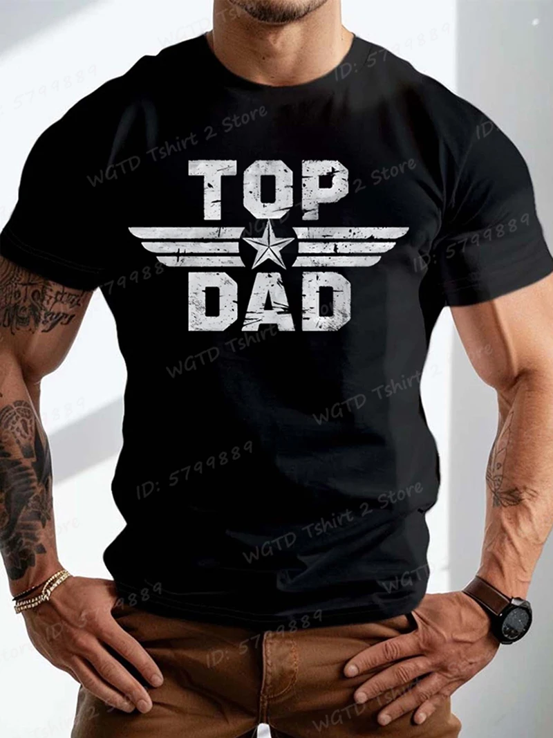 Camiseta com estampa de letras do pai, camiseta masculina casual confortável de manga curta com gola redonda, camiseta de dia dos pais, presentes de pai, roupas masculinas