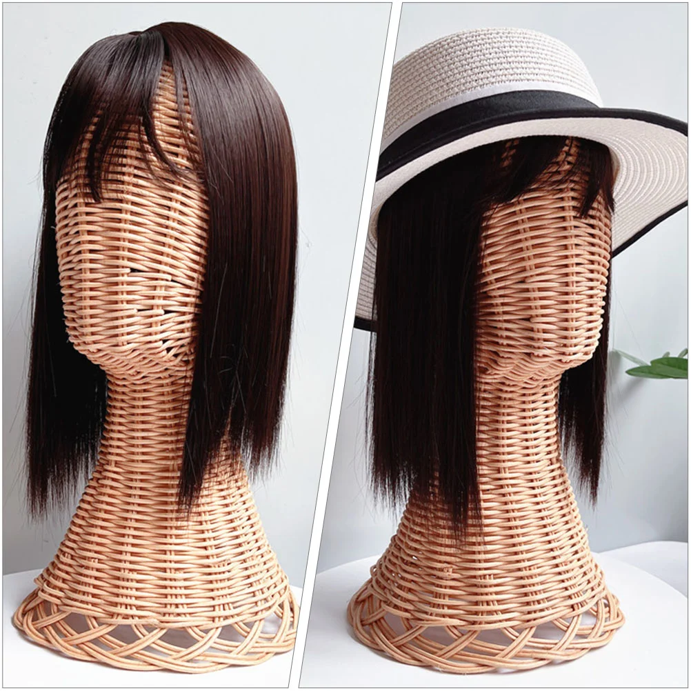 Title: Hat Display Stand Rattan Mannequin Head Stand Holder Hat Holder Storage Stand