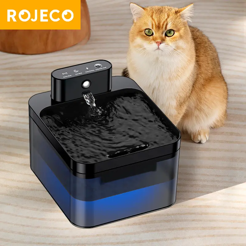 Rojeeco fonte de água automática sem fio para gatos, 2600mah, dispensador de água para animais de estimação, sensor infravermelho, fonte inteligente para animais de estimação