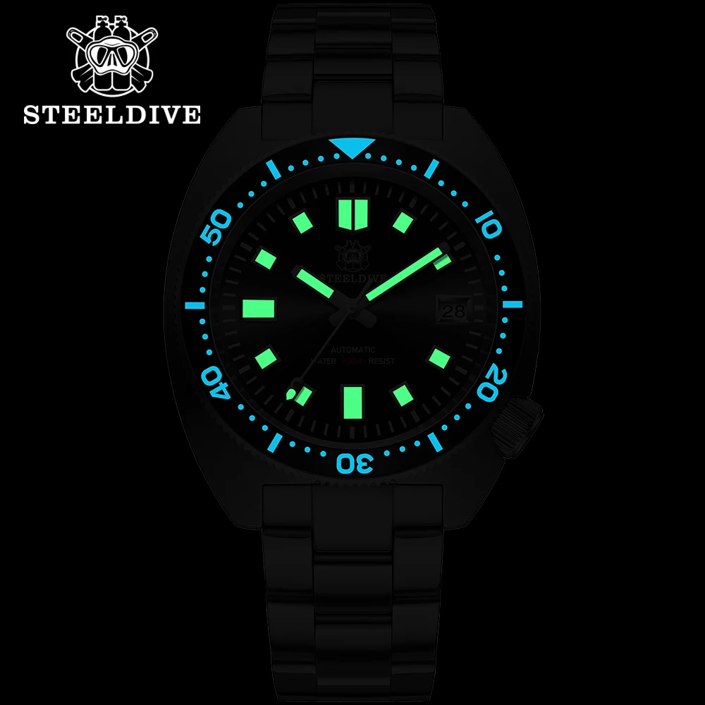 STEELDIVE Thin Abalone Men\'s Diving Mechanical Wristwatch SD1977 Flat Sapphire Watch Mirror NH35 Movement 200M Waterproof Watch