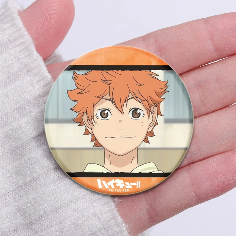 ¡Anime Haikyuu! Shoyo-broches de Pin Hinata en mochila, alfileres creativos de botón de placa de mano, decoración de ropa de bolsa DIY, regalos de joyería