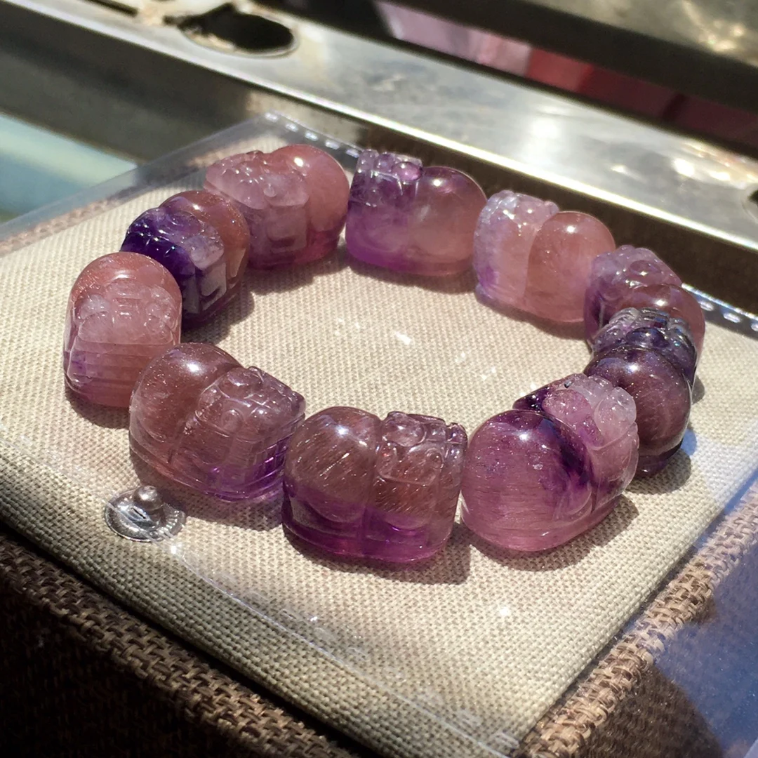 

Natural Super Seven 7 Rutilated Red Lepidocrocite Quartz Bracelet 19.8x14.5x13.5mm Clear Pi Xiu Beads Crystal Women Men AAAAAA