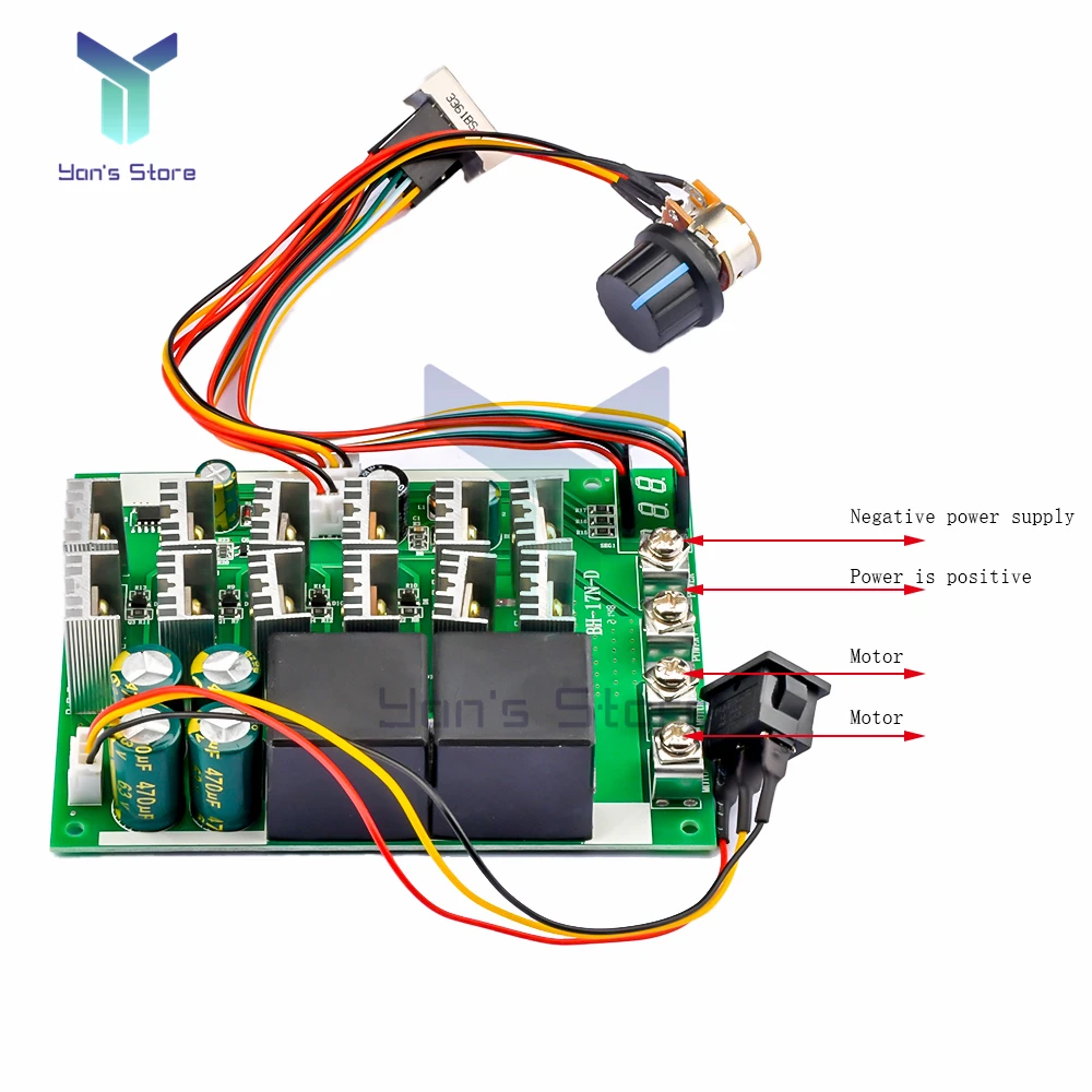 60A 10-55V DC Brushed Motor Speed Controller Electric 15KHz PWM Speed Regulator with Reversible Control Switch 12V 24V 36V 48V