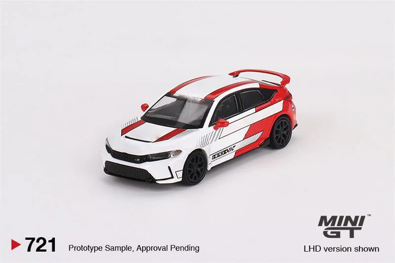 รถมินิ GT 1:64 Civic Type R #2 2023การก้าวรถโมเดล Diecast สีขาว