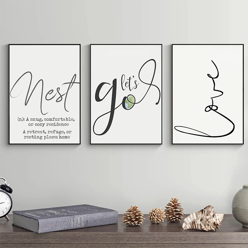 

3Pcs/Set Minimalist Text Line Canvas Poster Wall Art Picture Wall Decorations, Modern Living Room Room Home Decoration Paintings