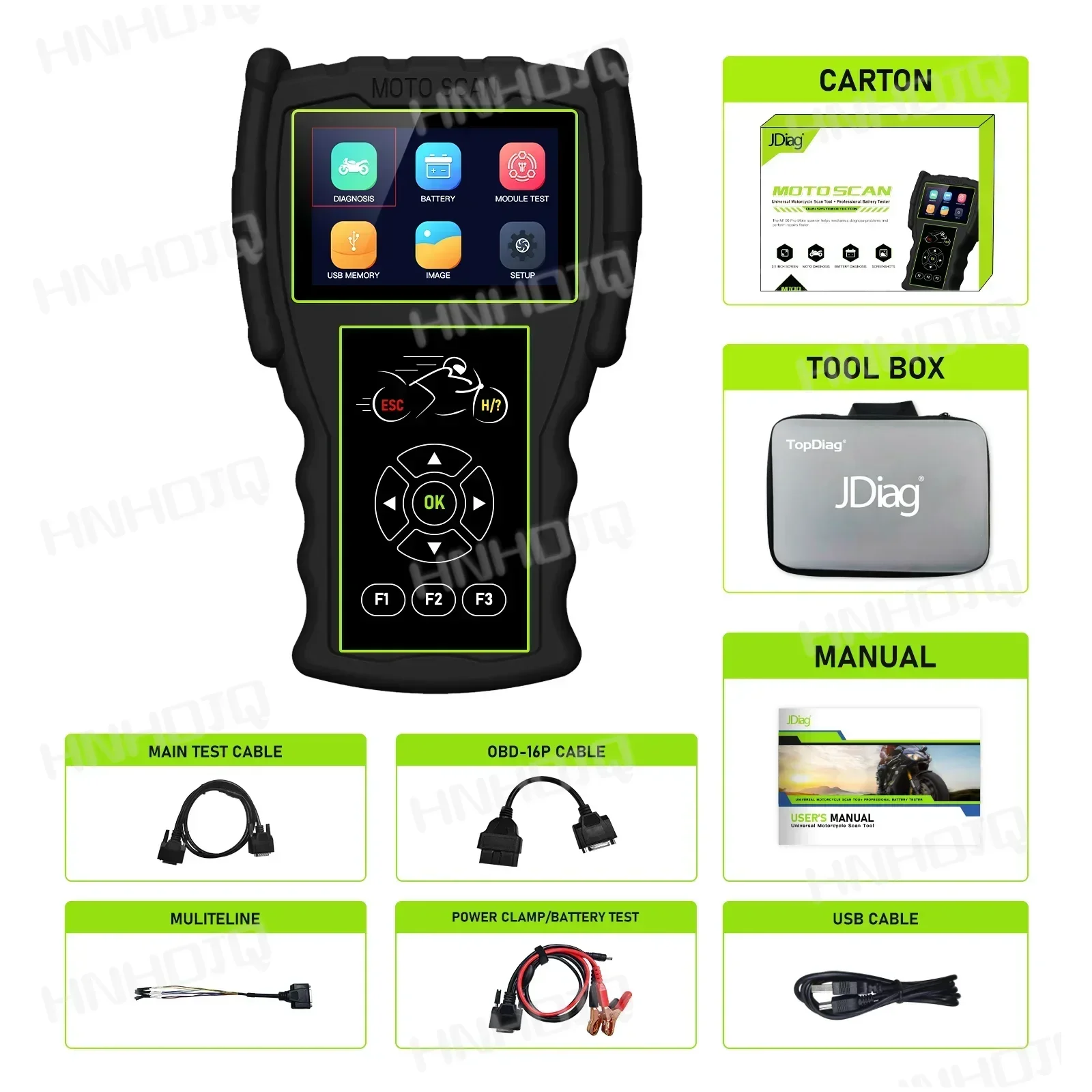 In stock JDiag M100 Pro Motorcycle Scanner D87D88 Function Diagnostic Tool OBD Version  Battery Tester Motorcycle Diagnostics