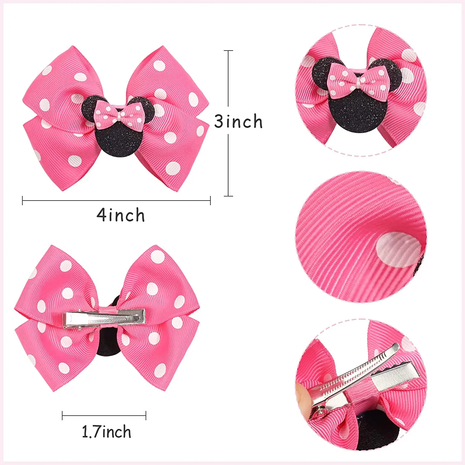 New Cute Glitter Sequins Cartoon Mouse Ears Bow Hair Clips Kids Festival Hairpins Party Gift Barrettes Girls Hair Accessories