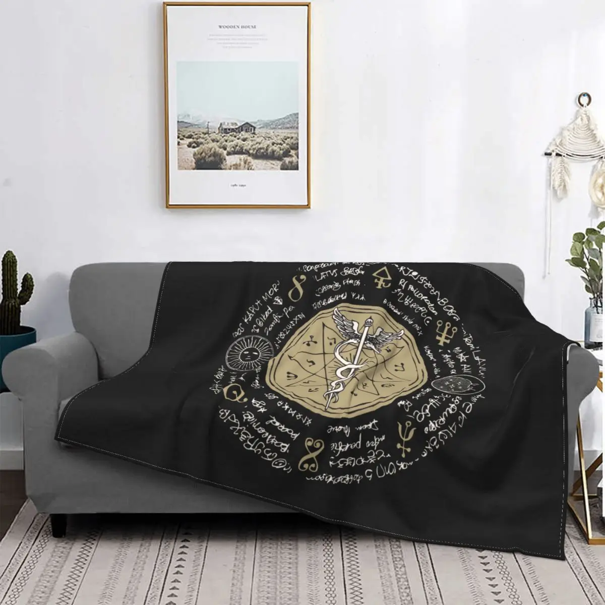 Astrology Runes Blanket Flannel Textile Decor Amulet Mystery Tarot Ultra-Soft Throw Blankets for Sofa Car Bedspread