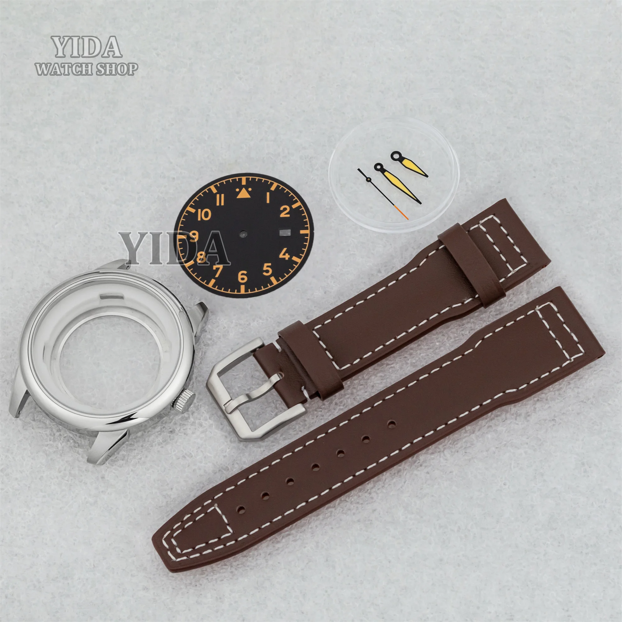 42.7 مللي متر NH35 ساعة حافظة الطلب الأيدي سوار جلد طبيعي حافظة من الفولاذ المقاوم للصدأ 5ATM مقاوم للماء لحركة مارك XX صالح NH35