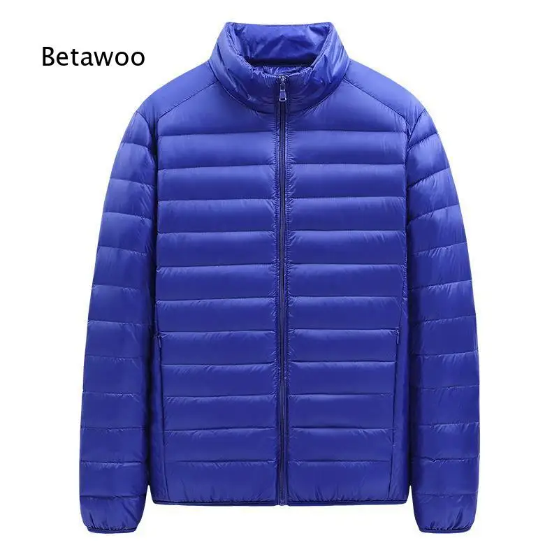 Men Stand Collar Lightweight Puffer Jacket Solid Color Quilted Big Size Winter Outerwear for Youth Daily Casual Wear