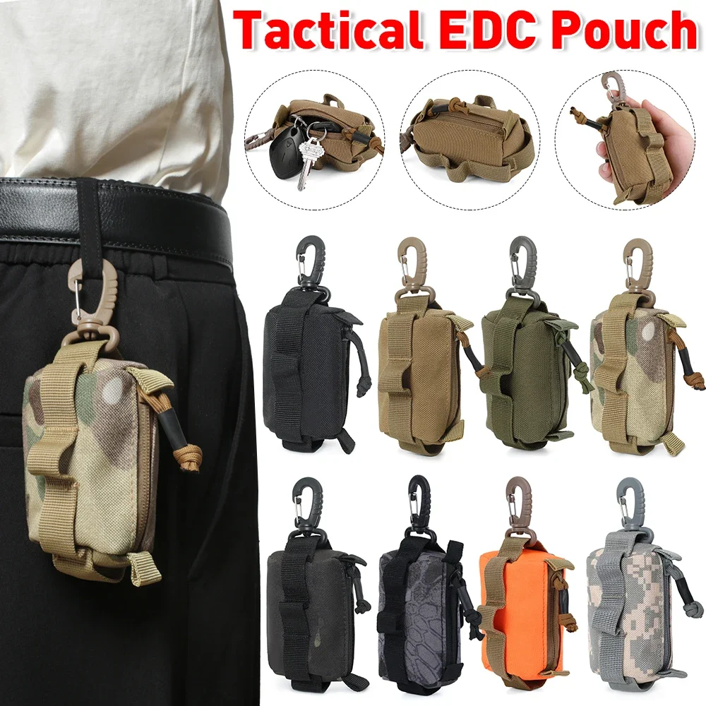 Taktyczny kieszonka EDC torebeczka na klucze karty na zamek błyskawiczny portmonetki portfel wojskowy mały organizator do torby dla mężczyzn i kobiet na świeżym powietrzu