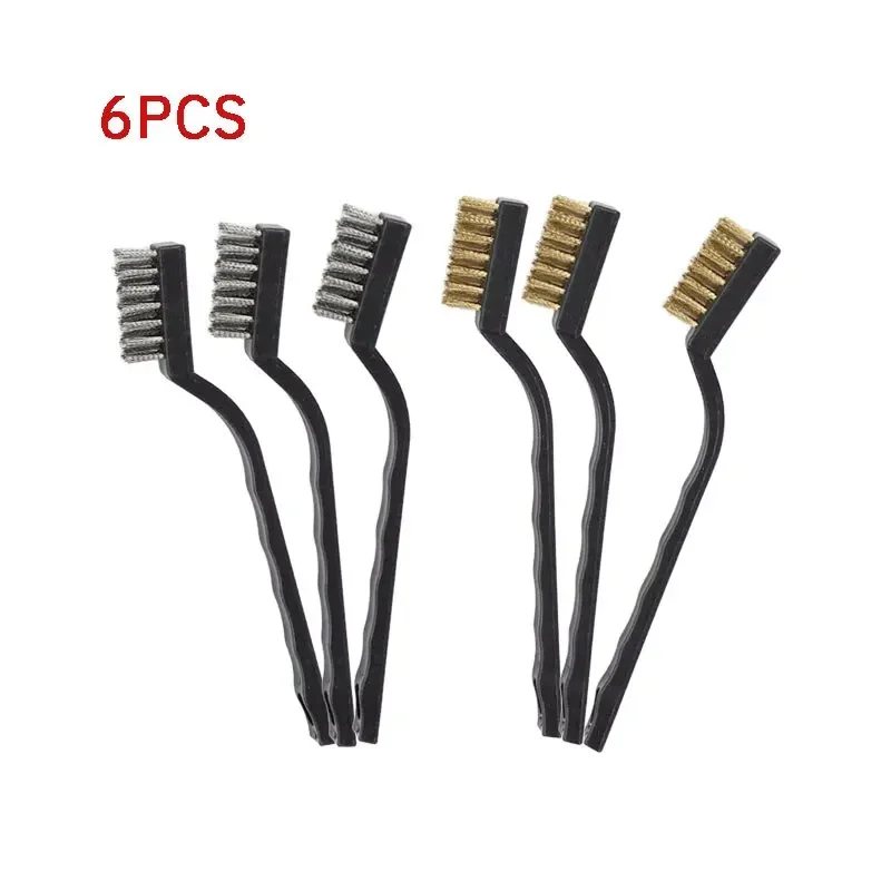 6 Or12 Pcs Industrial Toothbrush Mini Copper Steel Wire Brush Stainless Steel Wire Brush Dirt Hard Cleaning Toothbrush