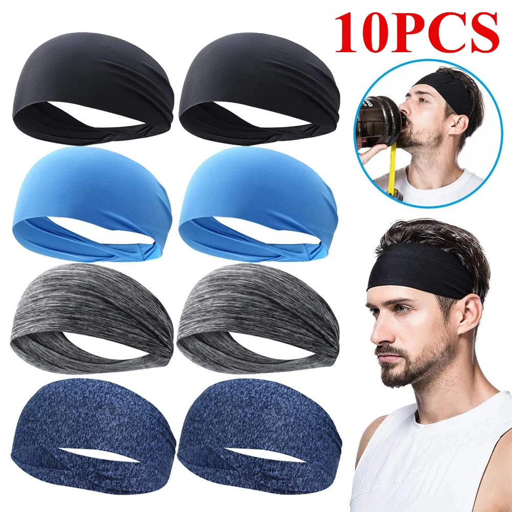 10-1PCS Sports Sweatband Breathable Sweat Absorbent Headband Soft Smooth Outdoor Sport Yoga Headband Hair Head Band