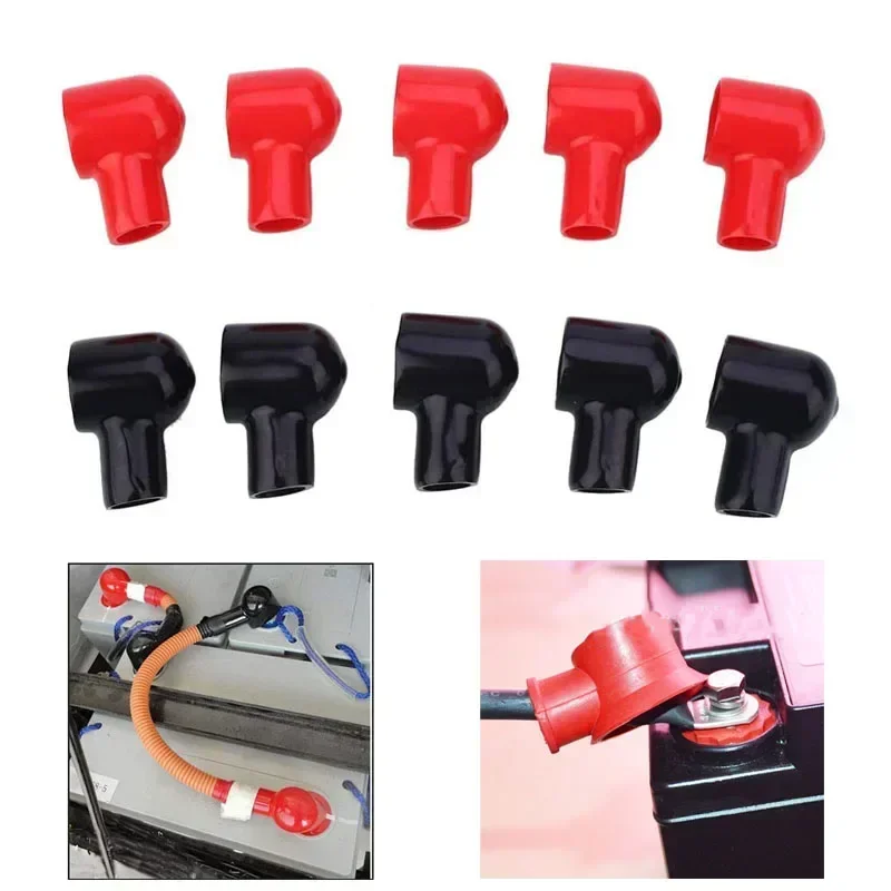 8Pcs Car Battery Insulating Cover Red Black Terminal Boot Round Rubber 20x12MM PVC Cable Lug Protector Cover Lug Caps for Auto