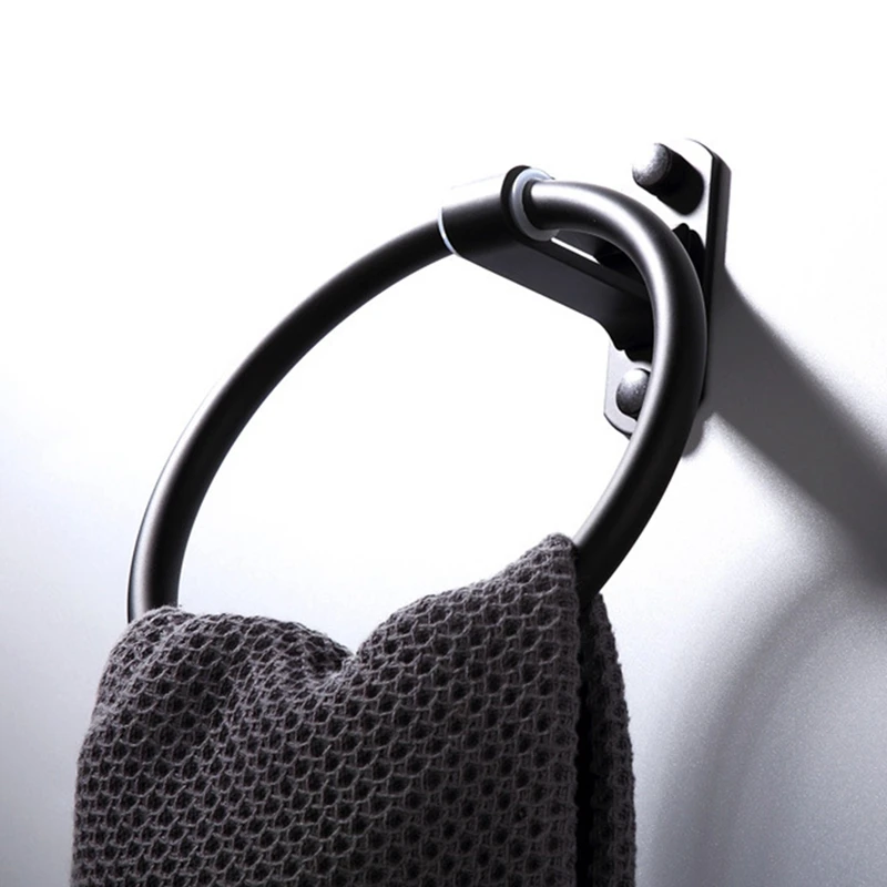 Black Towel Rack Bathroom Towel Ring Towel Rack Wall Mounted Round Towel Ring