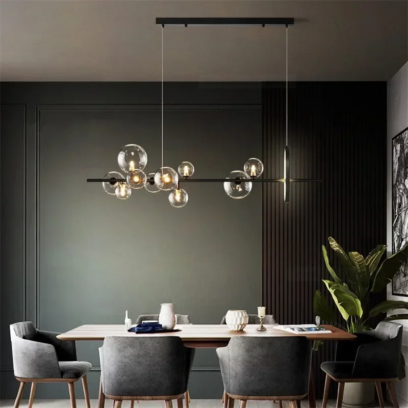 Nordic Design Restaurant Chandelier  Round Magic Bean Glass Ball Ceiling Pendant Living Room Chandelier Home Decoration Lighting