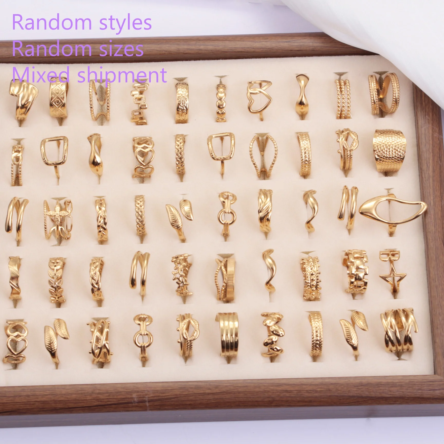Hot 925 Silver Gold-plated Mixed styles and sizes 3/5/10/15/20PCS Ship randomly Ring Women Fashion Jewelry Surprise Party Gift