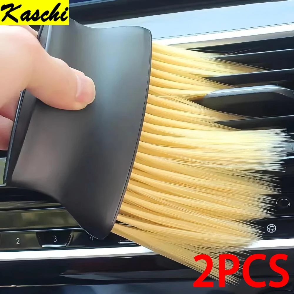 Cepillo Suave para Limpiar el Interior del Coche Kaschi, Herramienta para Lavar el Coche, Cepillo para Limpiar el Polvo de las Ranuras del Interior del Coche, Cepillo para Limpiar las Salidas de Aire