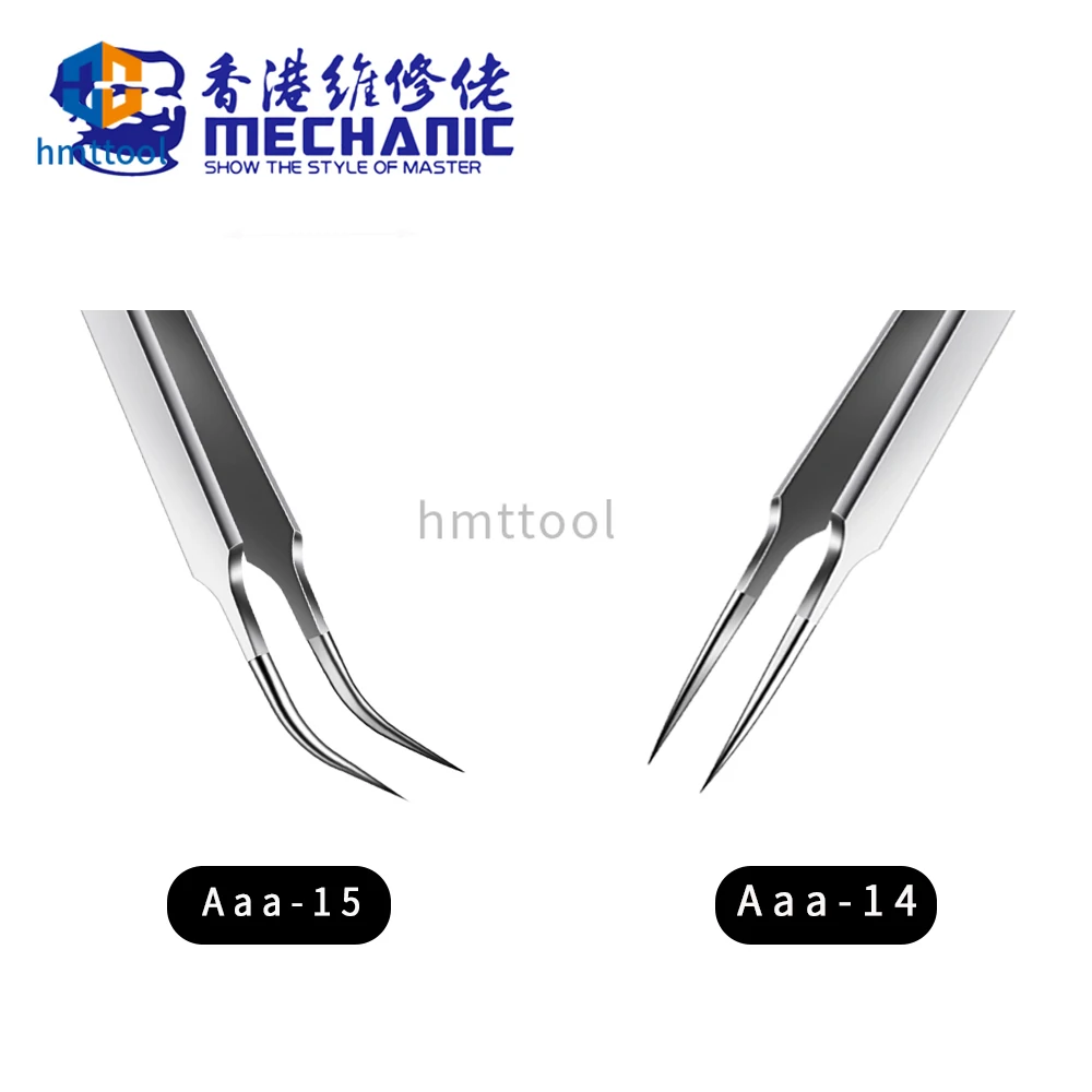 MECHANIC Aaa-14 Aaa-15 Stainless Steel Ultra Fine High Hardness Tenacity Durable Tweezers for SMD PCB BGA Motherboard Repair