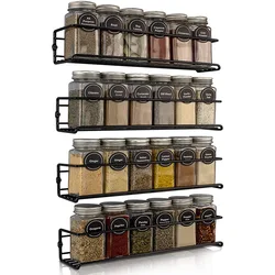 Kitchen Stainless Steel Wall Mounted Spice Jar Rack Organizer for Cabinet Door, Condiment Seasoning Hanging Shelf