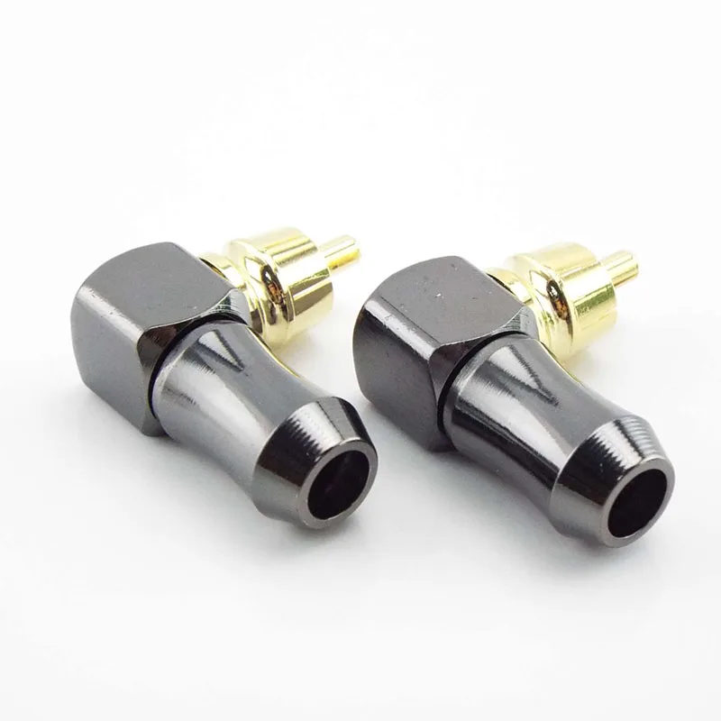 RCA Plug Connector 90 Degree Wire Connectors Gold Plated Terminal for 6.2mm Speaker Cable Right Angle Audio Adapter L Type A07