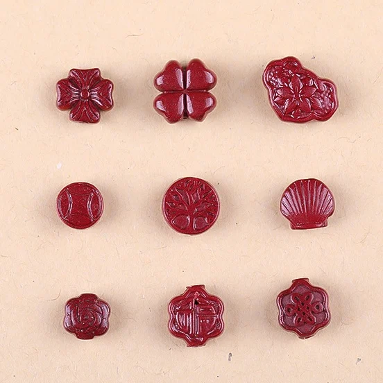 5A Natural Cinnabar Clover Flower Snowflake Zinnober Genuine Vermilion Single Bead DIY Jewelry Material