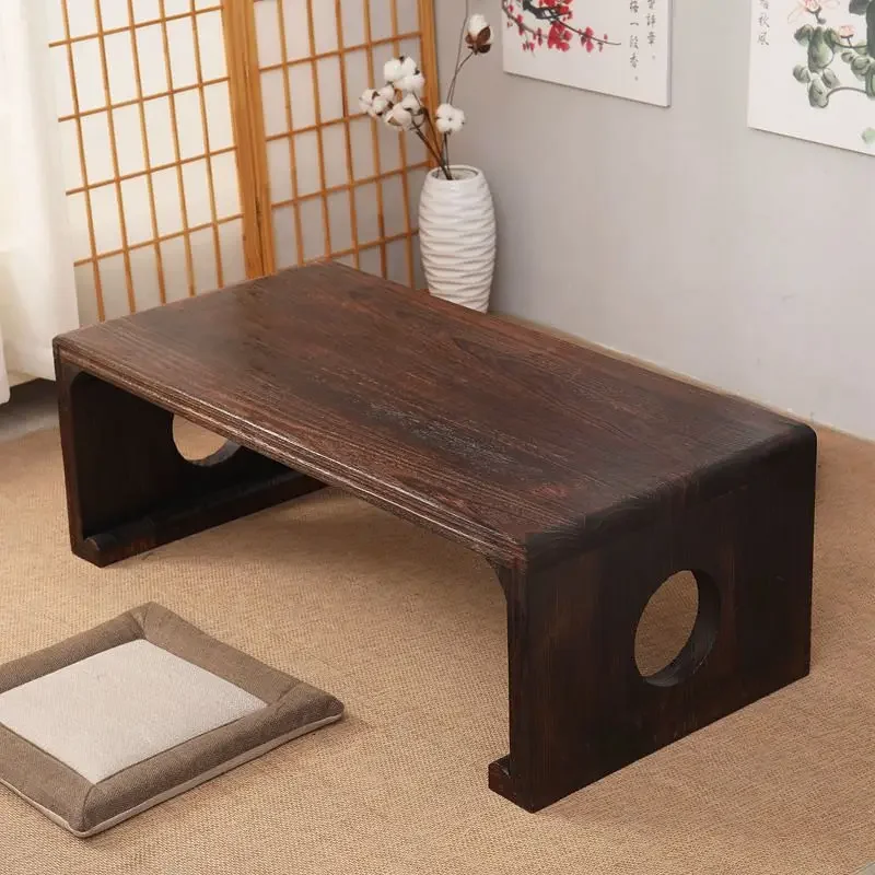 

Japanese Vintage Indoor wood Furniture Asian Style Coffee Tea Living Room Low Table Rectangle 60*40cm Tatami Floor Table HW08