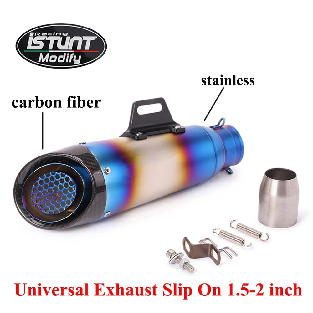 

51mm Slip On Motorcycle Exhaust with DB killer Universal Exhaust Pipe Modified Muffler Pipe Carbon Fiber