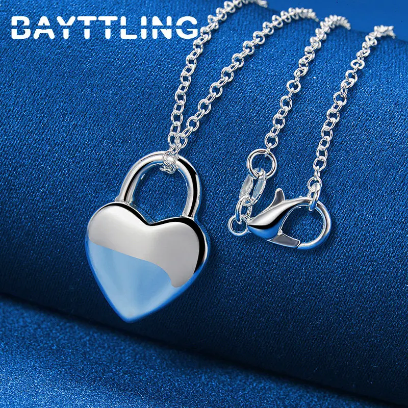 925 Sterling Silver 16-30 Inches Fine Heart Lock Necklace For Women Men Fashion Charm Wedding Gift Jewelry Accessories