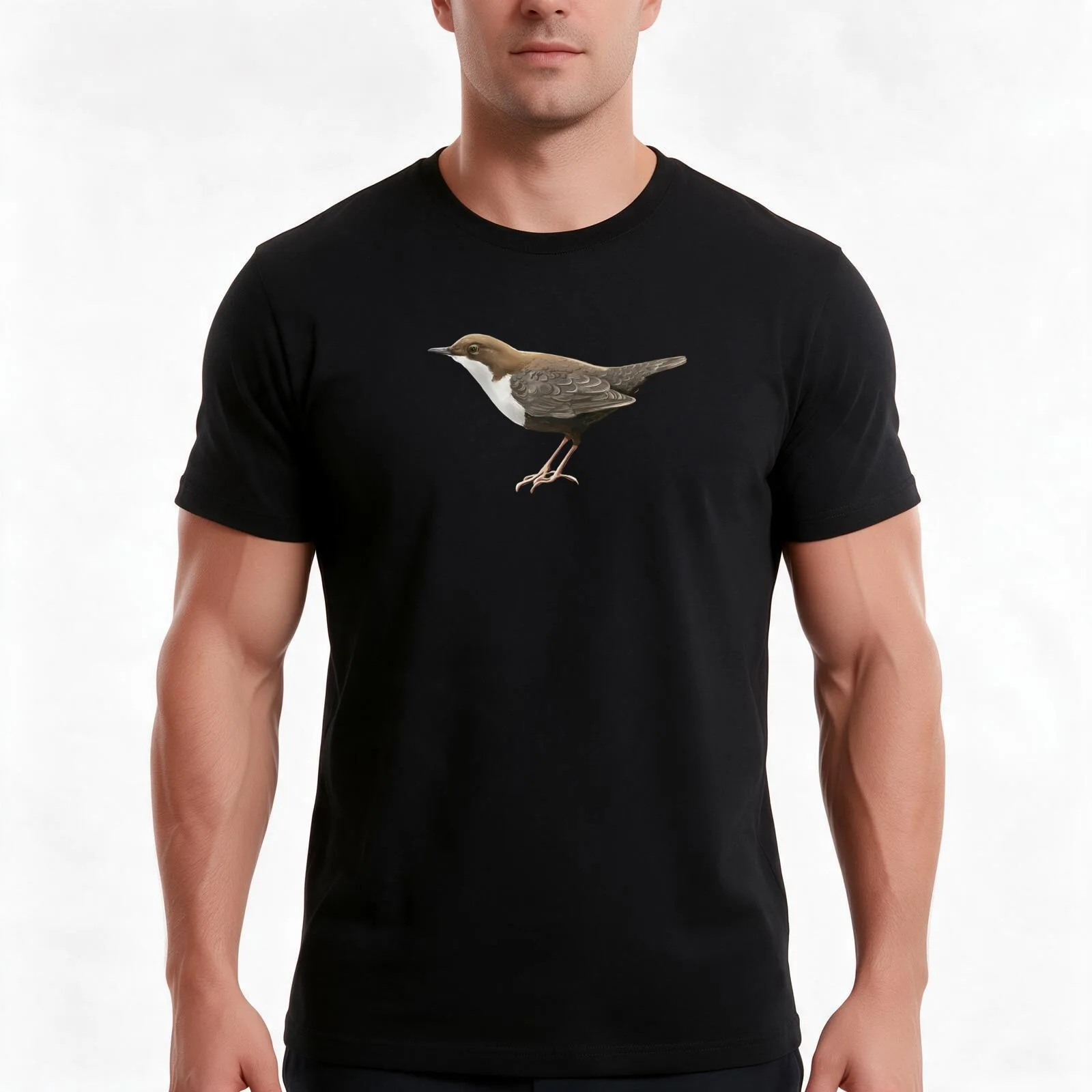 Dipper bird T-Shirt, Summer Casual Cotton Tee, Oversized Streetwear Tops, Vintage Graphic Print, Loose Fit Short Sleeve