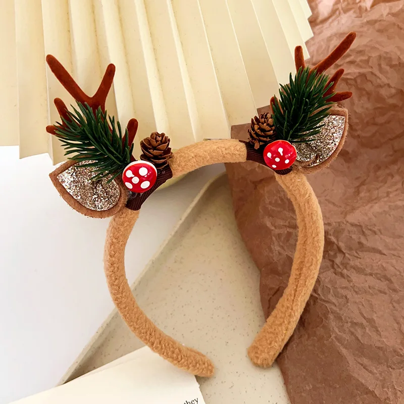 Merry Christmas Reindeer Antler Hair Hoop Xmas Kids Headband Headwear Christmas Home Decorations New Year Party Props