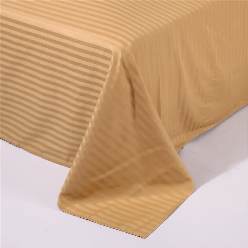 1Pc Thick High Quality 100% Cotton Solid Color Stripe Flat Bed Sheet Various Sizes Can Be Customized