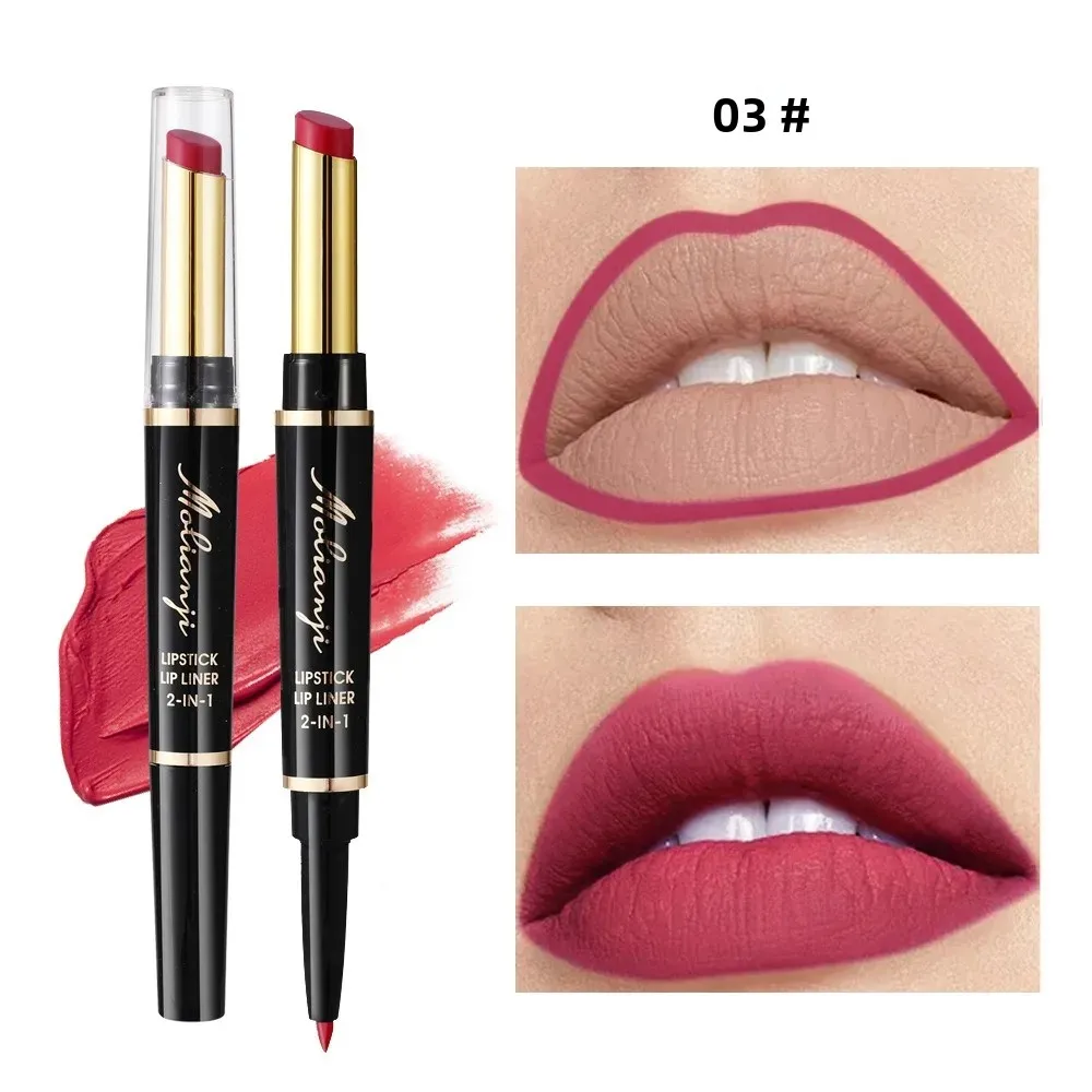 Rossetto retrattile per labbra retrattile 2 in 1 a 3 colori, sbiancante rimpolpante nudo, adatto a tutte le pelli, a lunga durata, a prova di trasferimento, facile da applicare