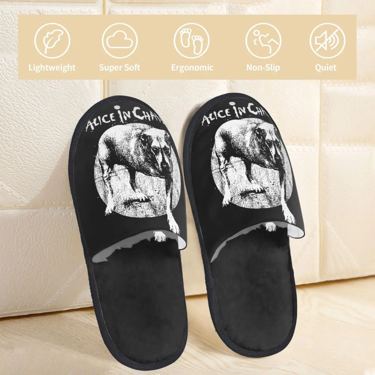 Rock Band Alice In Chains Slippers for Woman Man Home Shoes Plush SPA Slippers