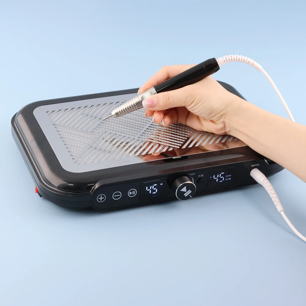 

Пылесос для маникюра 2-в-1 с бесщеточным мотором и профессиональной насадкой-фрезером, двойной турбо-пылесборник для салонов красоты