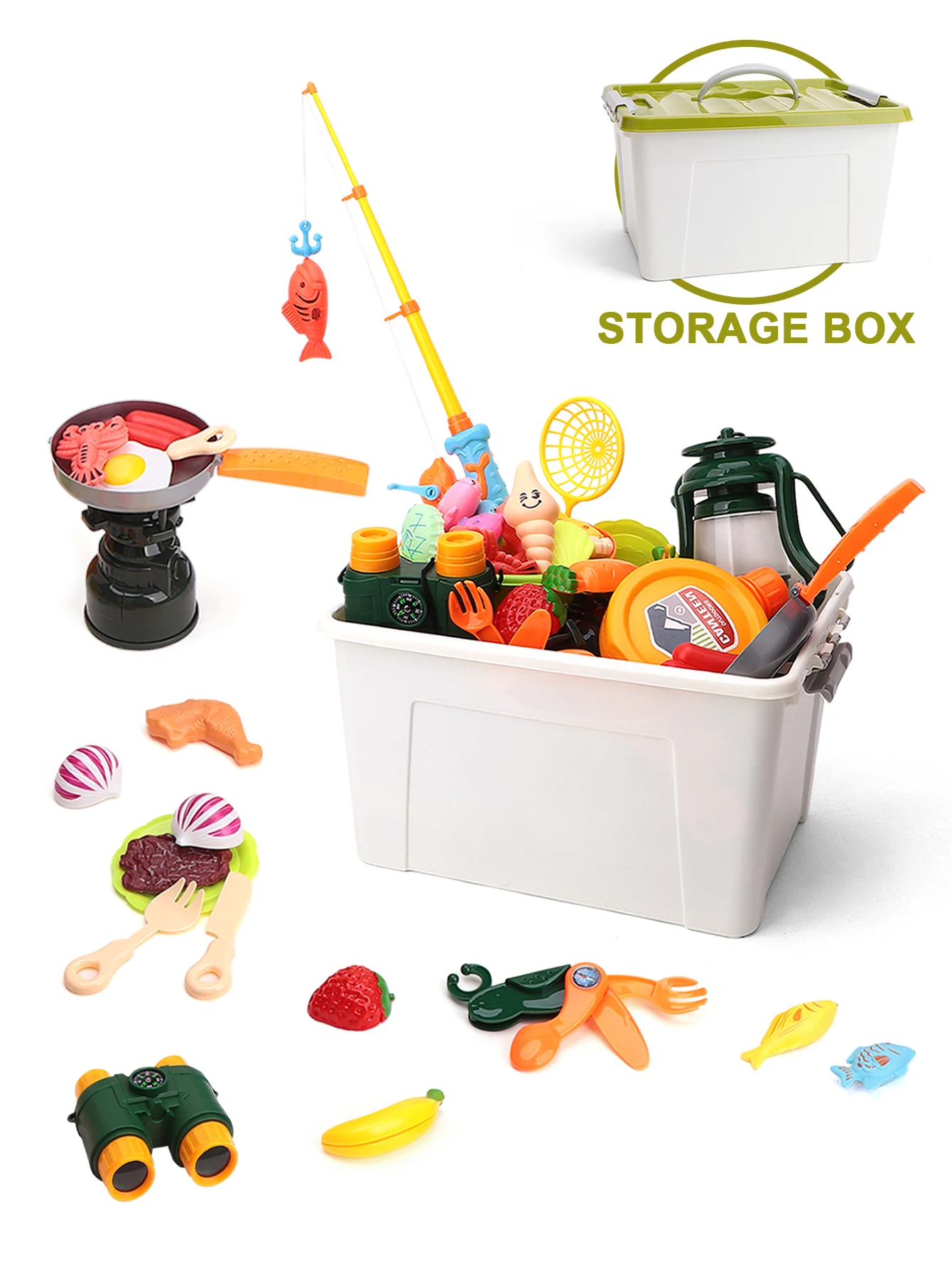 Children's Fishing and Picnic Set, Pretending to Have a Family Picnic, Comes with Storage Box