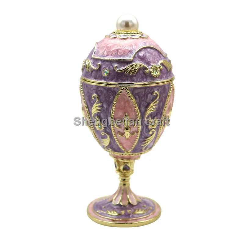 

Metal Craft Enamel Ornament Faberge egg Jewelry Box Counter Decoration Bithday Gift Trinket Box For Home Decoration