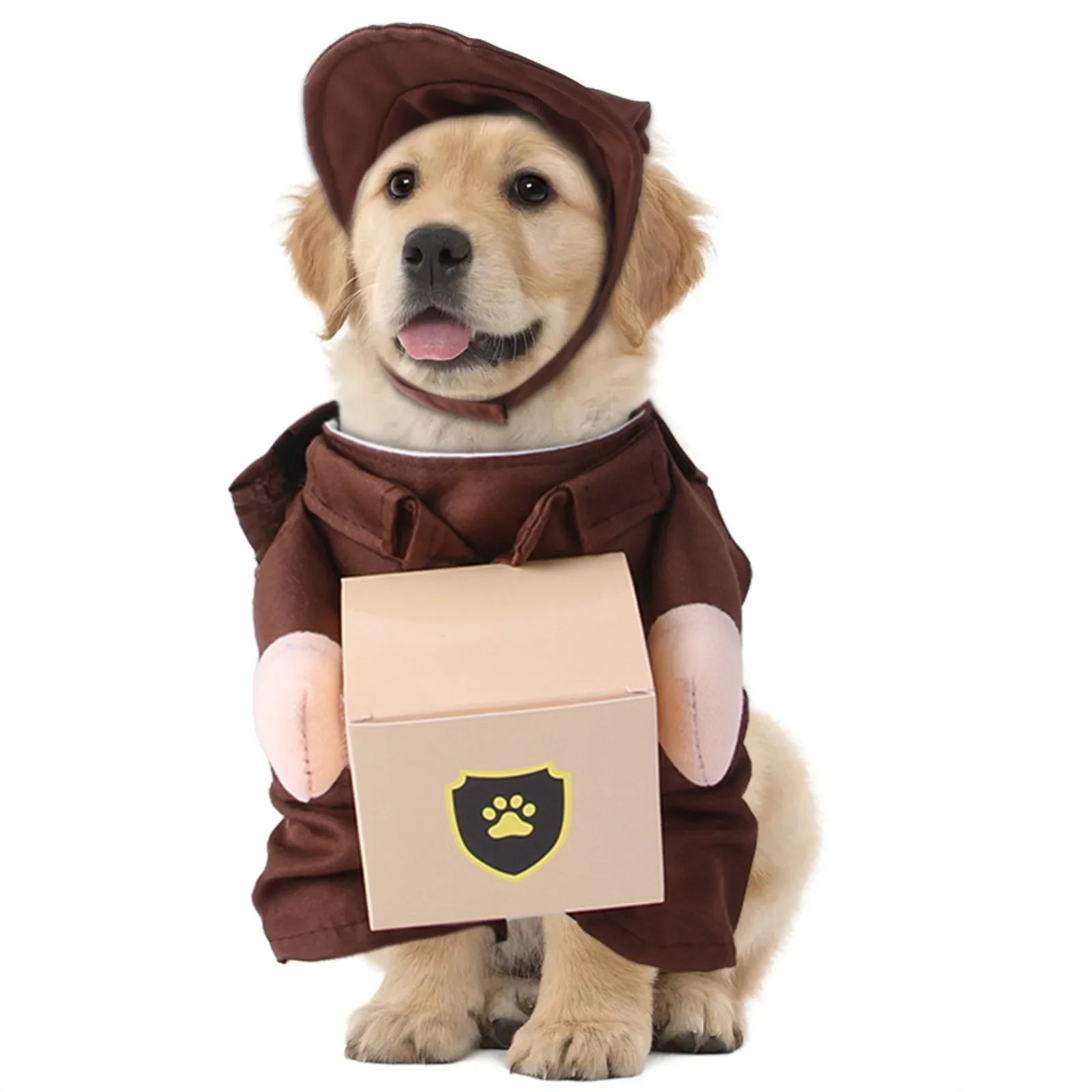 Pet Courier Costume Dress Up Standing Outfit Pet Costumes Funny Dog Cat Cosplay Clothes Role Playing Halloween Decoration