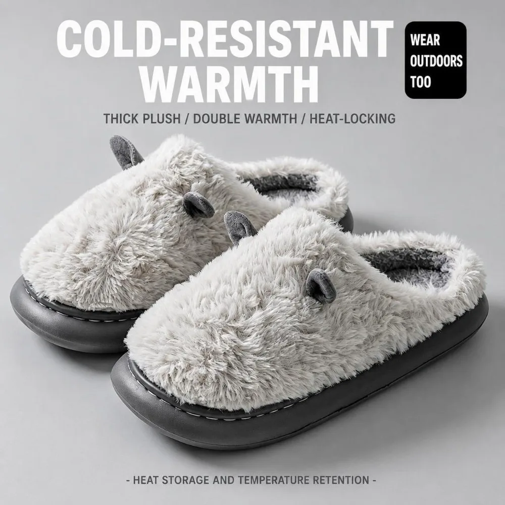 1 Pair Comfortable Non-Slip Cotton Slippers Cotton Lining Winter Warm Slippers Warm Cozy House Shoes Winter Season