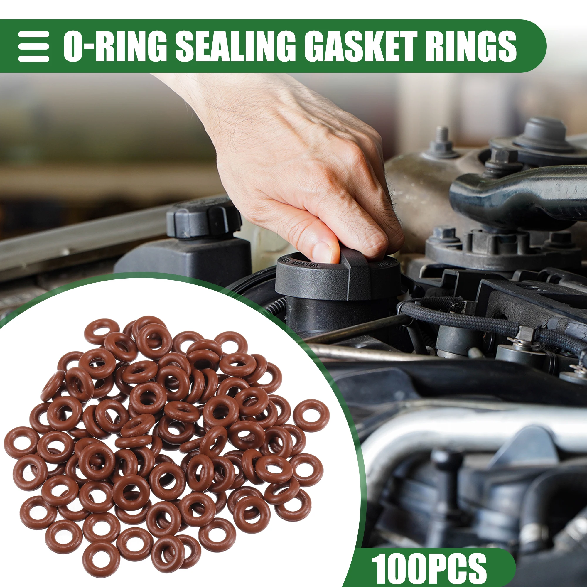 X Autohaux 100pcs FKM Rubber O Ring Seal Gasket Oil Resistance Washer Sealing Ring Kit for Automobiles Plumbing Faucet Repair