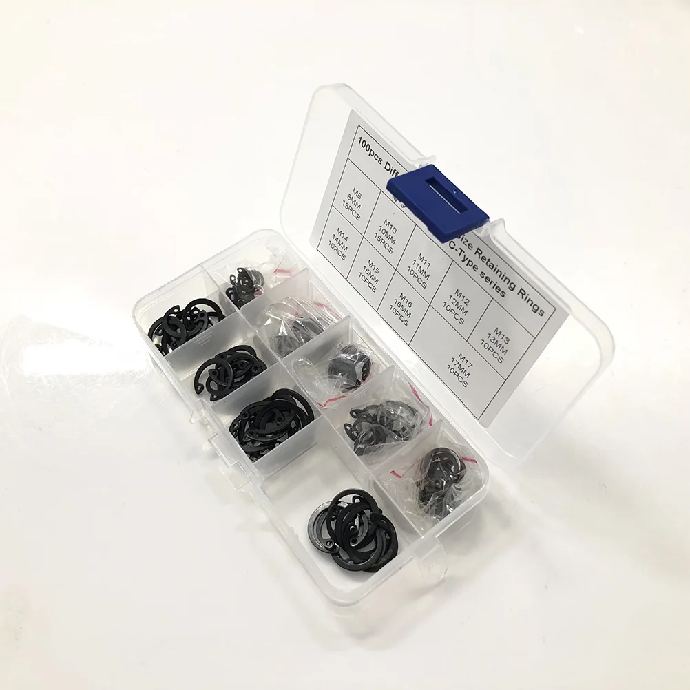 

15pcs Spring Steel Retaining Rings 9 Sizes Circlip Kit For Automotive Industrial Machinery Black Oxide Snap Ring Assortment