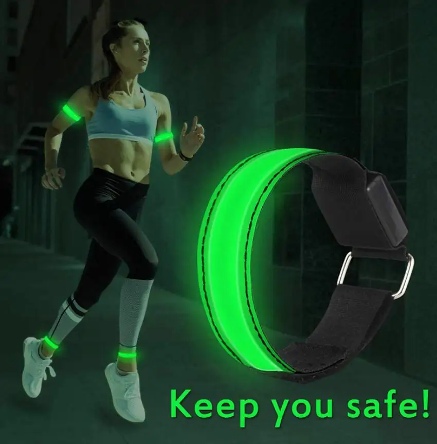 LED Luminous Reflective Bracelet USB Charging and Battery Night Running Armband Safety Warning Sports Wrist Strap Party Supplies