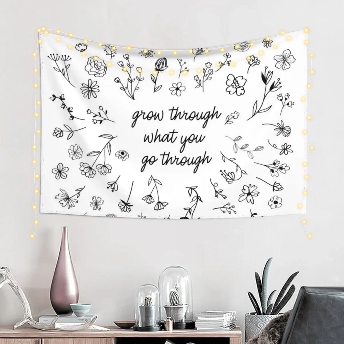 Go Through What You Grow Through Tapestry Funny Anime Decor Tapestry