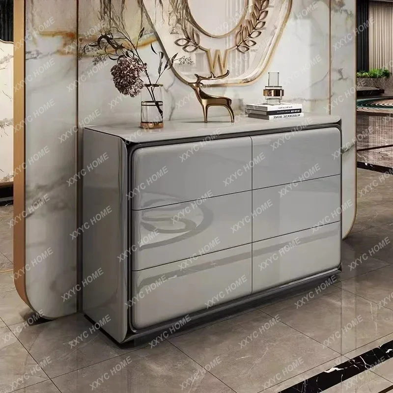KCustomizable bucket cabinet Italian light luxury bright paint three bucket cabinet living room wall storage cabinet bedroom