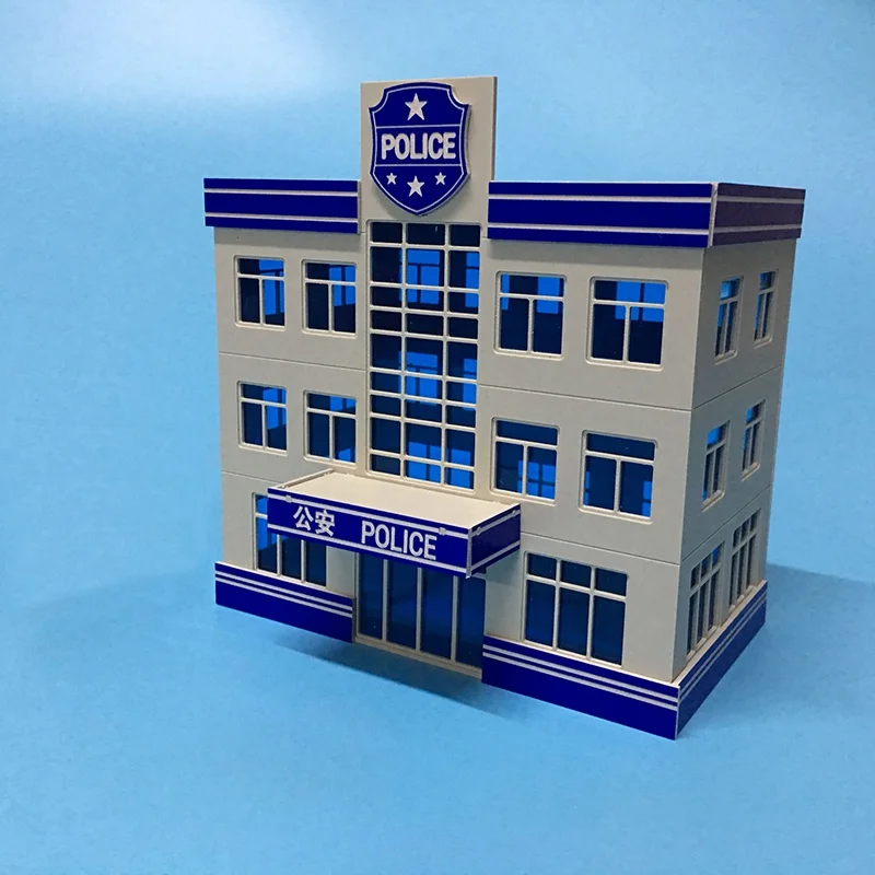 

1:87 HO масштаб Outland Police Office Staion Government Building Morden Модель для энтузиастов своими руками