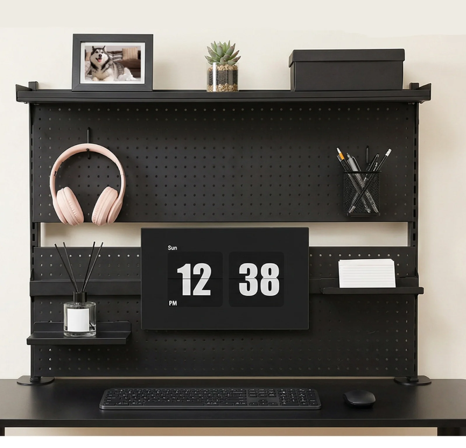 

Monitor Stand Organizer Pegboard Metal Shelf Clamp On Desk Multifunction 17.6Lbs Monitor Riser Stand Mount 360° Rotating Bracket