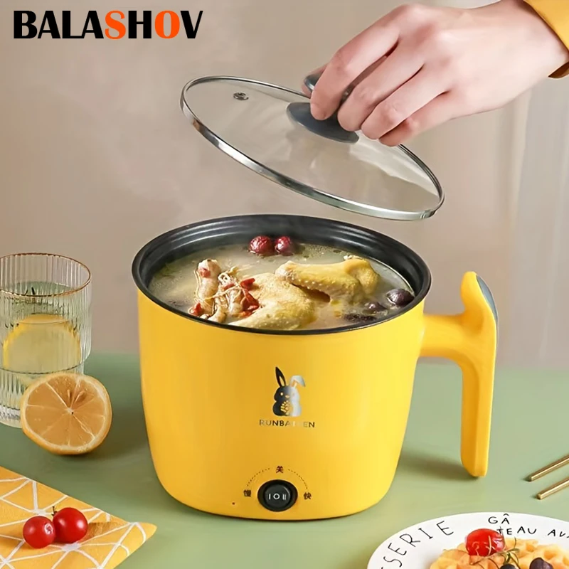 Portable Mini Multi-functional Electric Cooking Pot Non-stick Frying Pan Ramen Dormitory Small Electric Hot Pot Cute Cartoon