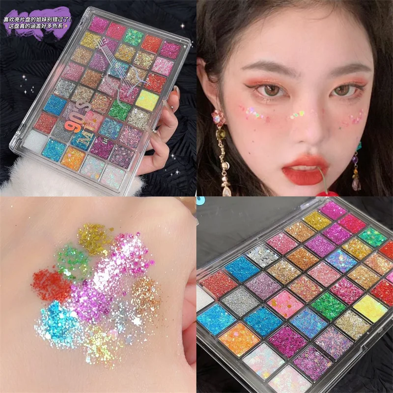 40-Color Eyeshadow Palette Stage Makeup with Sequins Pearlescent Matte And Sparkling Finishes for Professional And Party Use