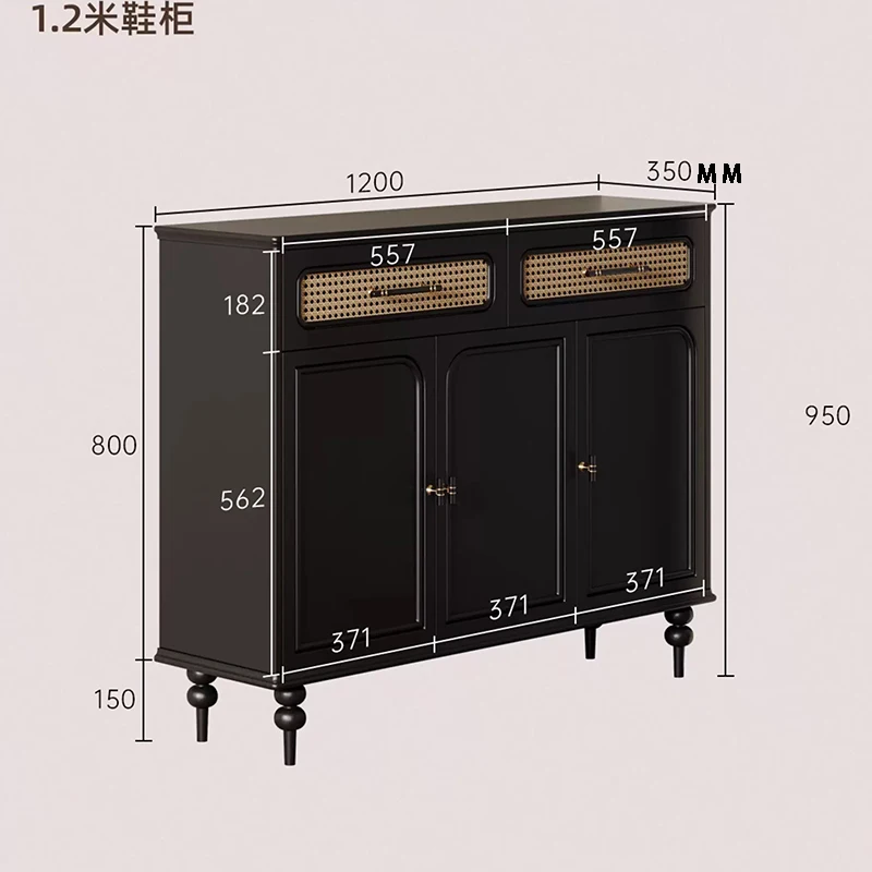 American Rattan Shoe Cabinet French Creative Solid Wood Living Room Partition Cabinet French Retro Home Furniture Aparador FYLC