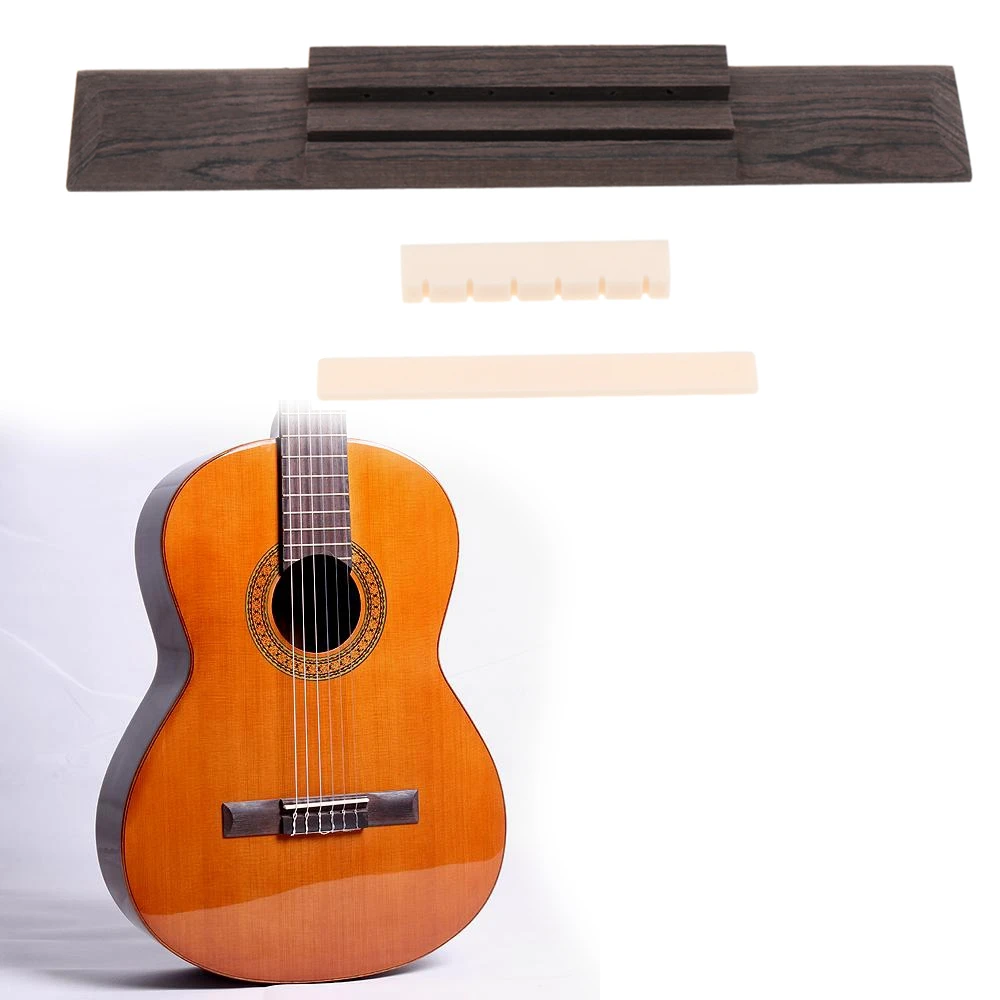 1 Set Holz Akustische Gitarre Brücke Brücke Pins/Sattel/Sattel Sattel Gitarre Teile für 40 41 Zoll Akustische Folk gitarre – Detail 16